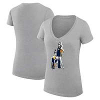 Women's G-III 4Her by Carl Banks Heather Gray Indiana Pacers Basketball Girls V-Neck Fitted T-shirt