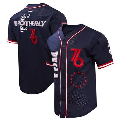 Men's Pro Standard Navy Philadelphia 76ers 2023/24 City Edition Mesh Baseball Jersey