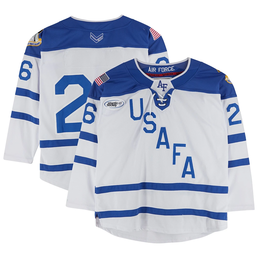 Air Force Falcons Team-Issued #26 White Jersey with Atlantic Hockey Patch from the Hockey Program