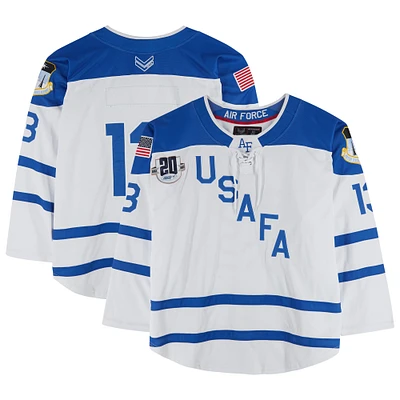 Air Force Falcons Team-Issued #13 White Jersey with Atlantic Hockey 20th Anniversary Patch from the Hockey Program