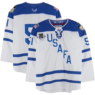 Air Force Falcons Team-Issued #51 White Jersey with Atlantic Hockey 20th Anniversary Patch from the Hockey Program