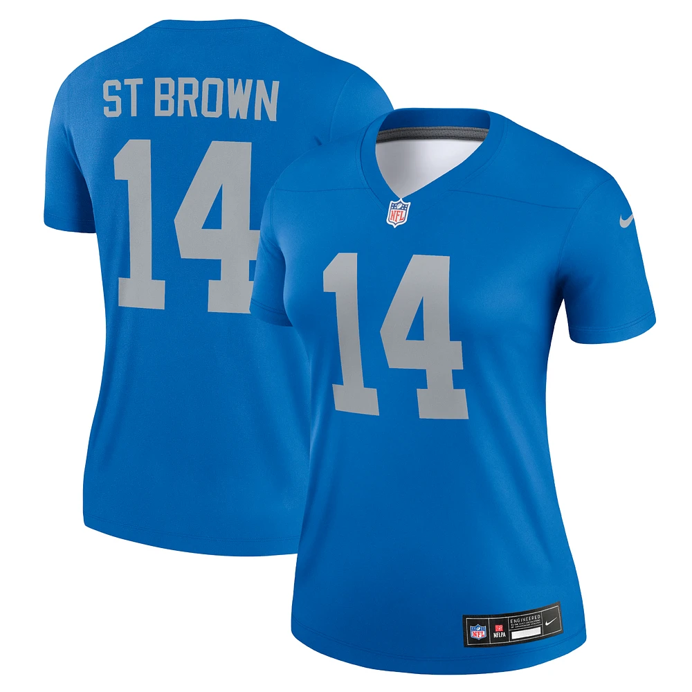 Women's Nike Amon-Ra St. Brown  Blue Detroit Lions Alternate Legend Player Performance Top