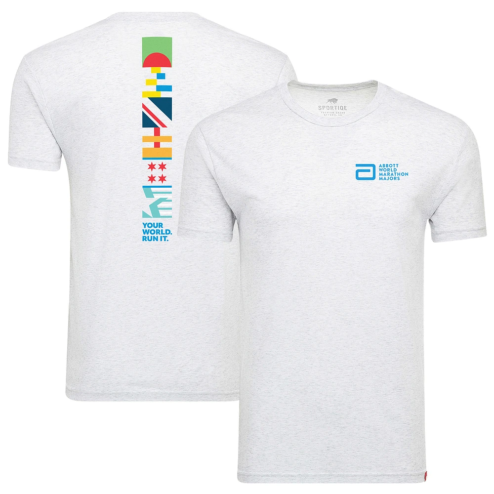 Unisex Sportiqe  White World Marathon Majors Comfy Tri-Blend T-Shirt