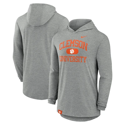 Men's Nike Heather Gray Clemson Tigers Blitz Hoodie Long Sleeve T-Shirt