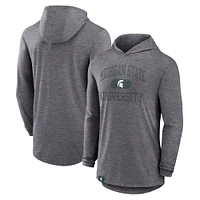 Men's Nike Heather Gray Michigan State Spartans Blitz Hoodie Long Sleeve T-Shirt