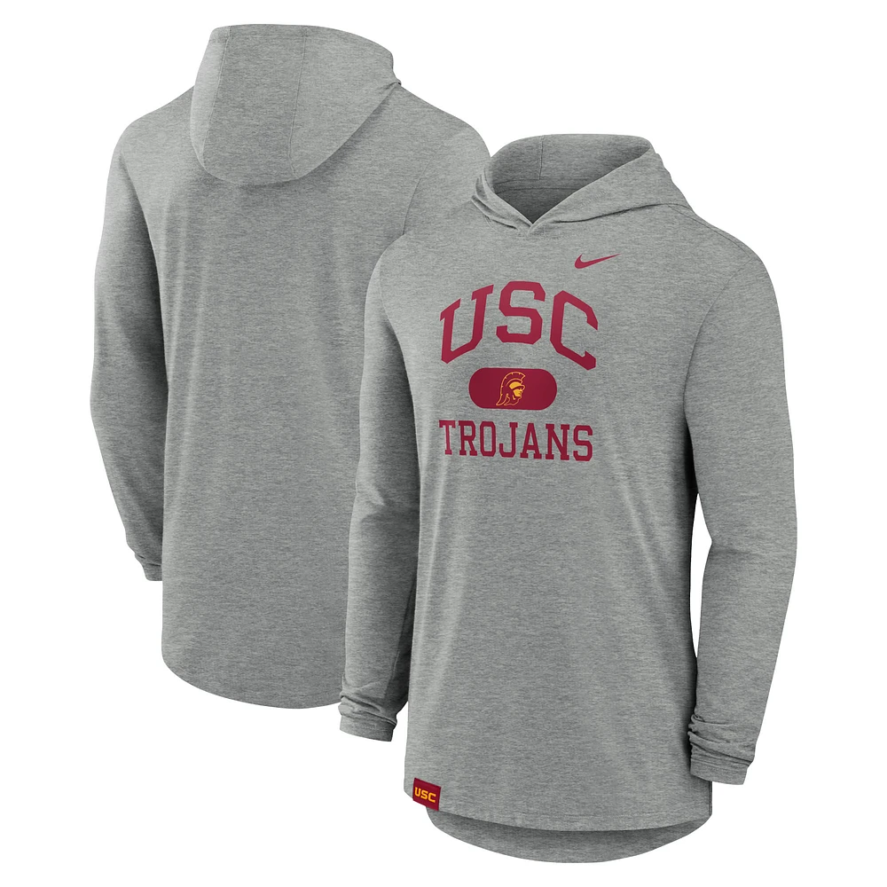 Men's Nike Heather Gray USC Trojans Blitz Hoodie Long Sleeve T-Shirt