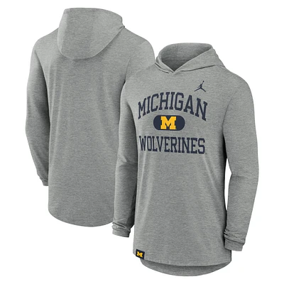 Men's Jordan Brand Heather Gray Michigan Wolverines Blitz Hoodie Long Sleeve T-Shirt