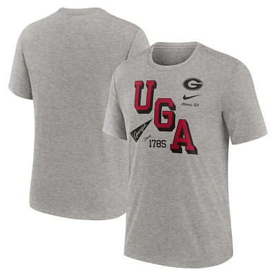 Men's Nike Heather Gray Georgia Bulldogs Blitz Roll Call Tri-Blend T-Shirt