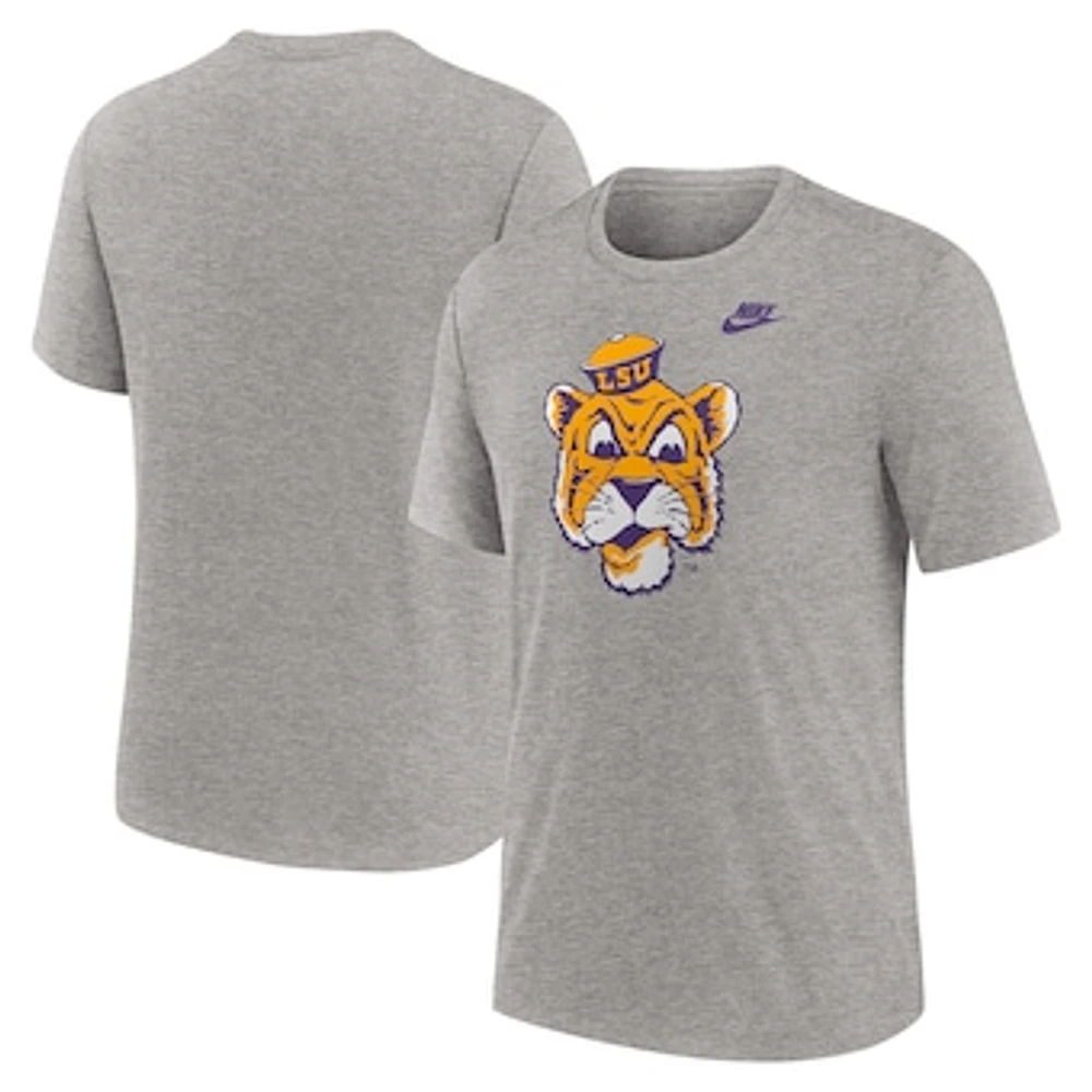 Men's Nike Heather Gray LSU Tigers Blitz Evergreen Legacy Primary Tri-Blend T-Shirt