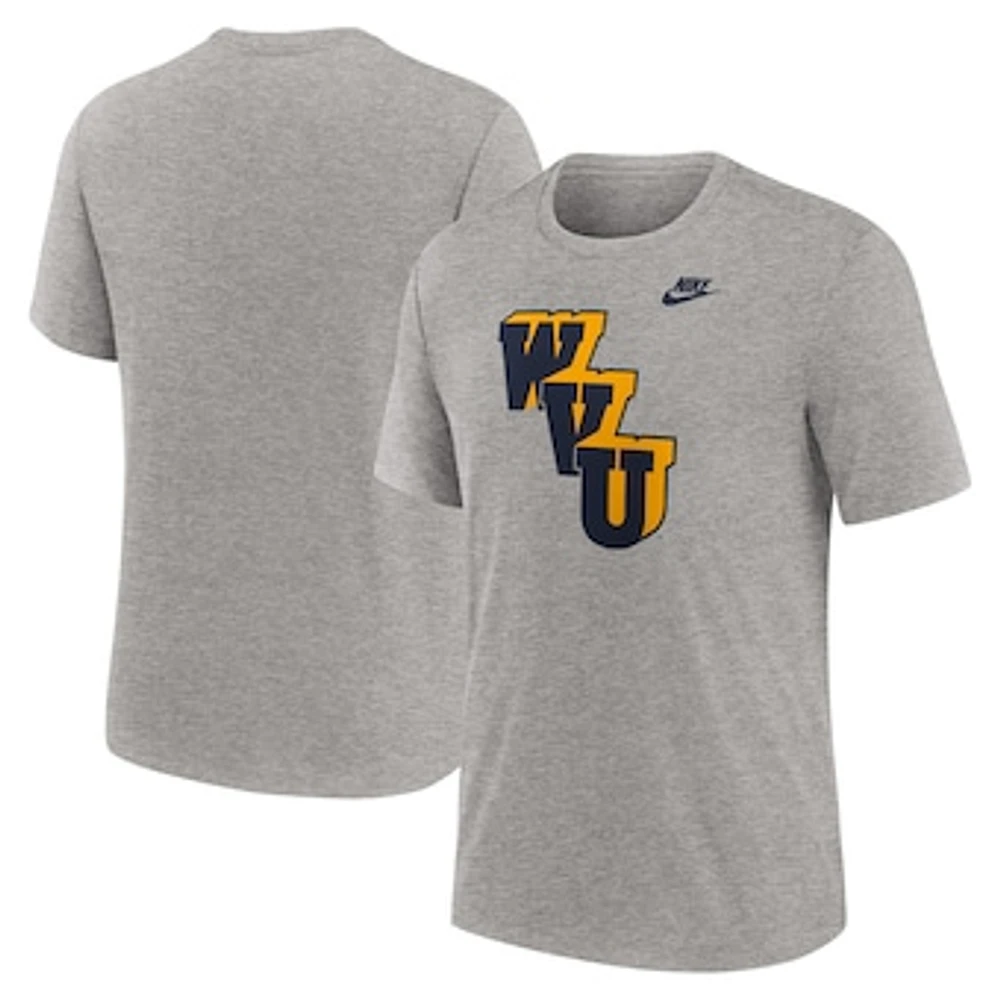 Men's Nike Heather Gray West Virginia Mountaineers Blitz Evergreen Legacy Primary Tri-Blend T-Shirt