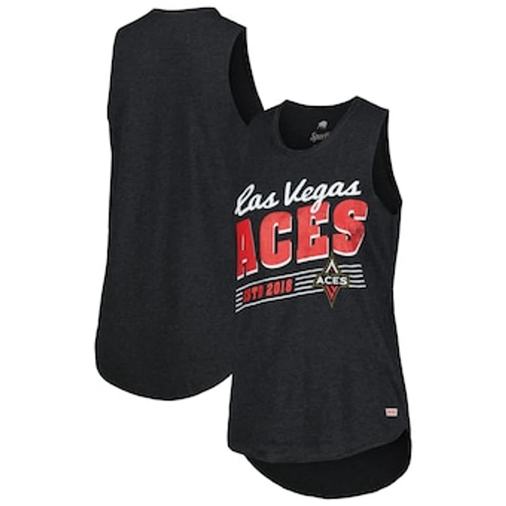 Women's Sportiqe Heather Black Las Vegas Aces Janie Tri-Blend Scoop Neck Tank Top