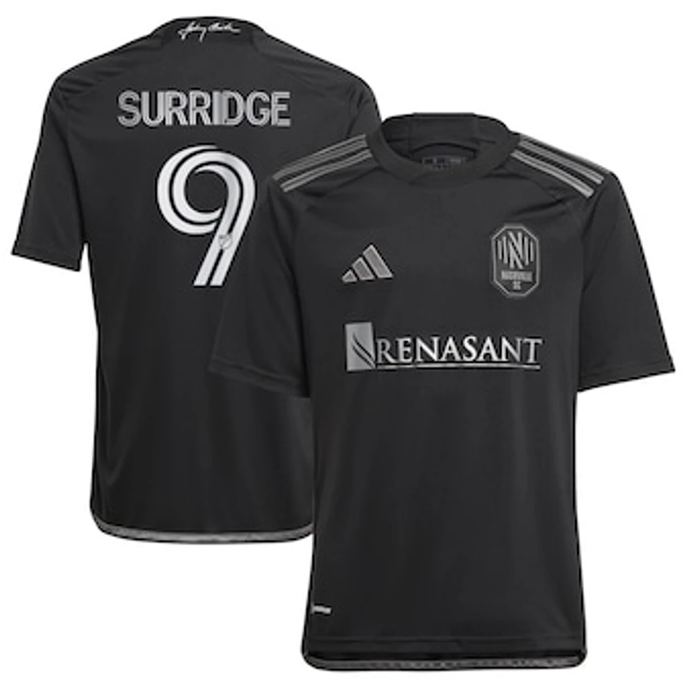 Youth adidas Sam Surridge Black Nashville SC 2023 Man Kit Replica Player Jersey