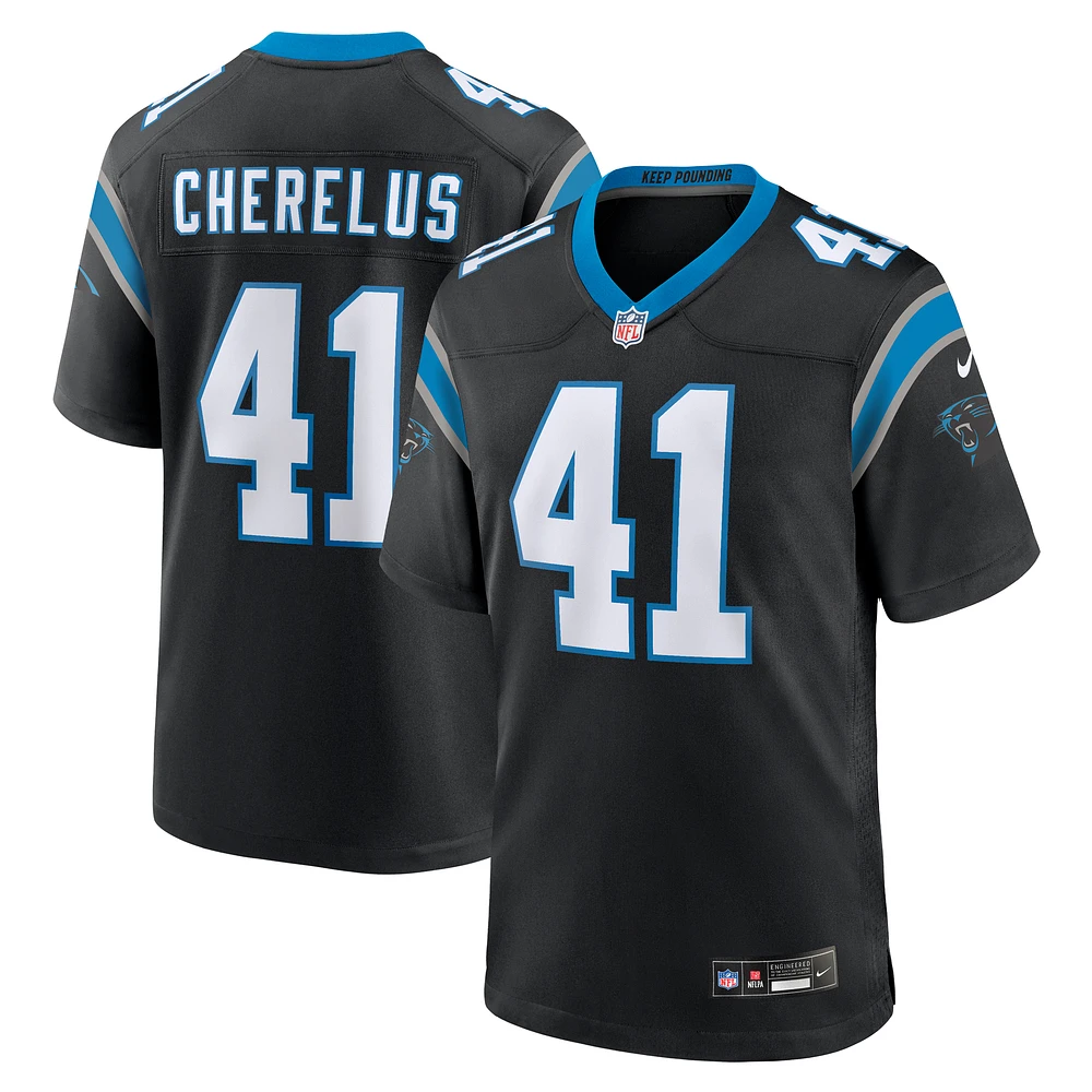 Men's Nike Claudin Cherelus Black Carolina Panthers Team Game Jersey