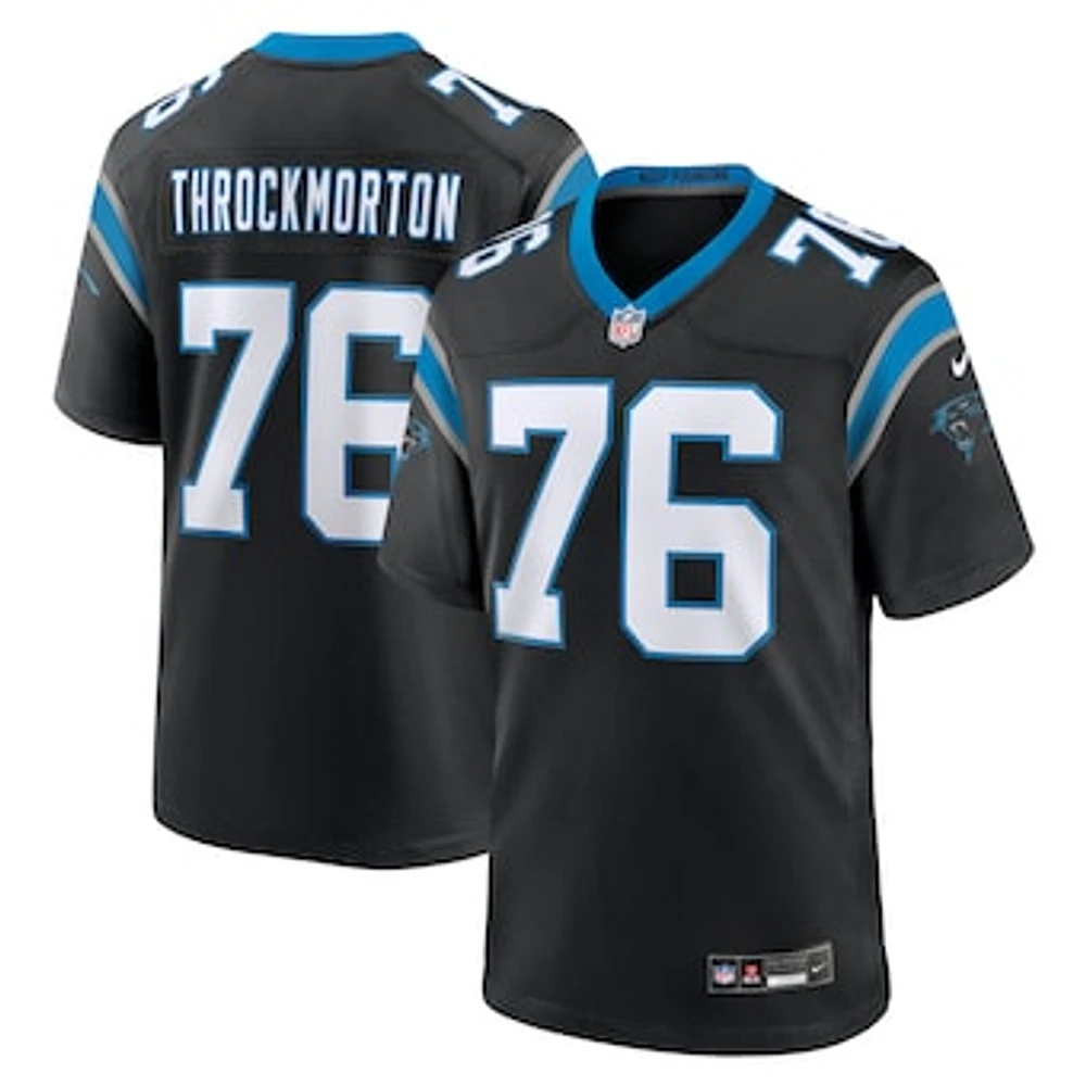 Men's Nike Calvin Throckmorton  Black Carolina Panthers Team Game Jersey