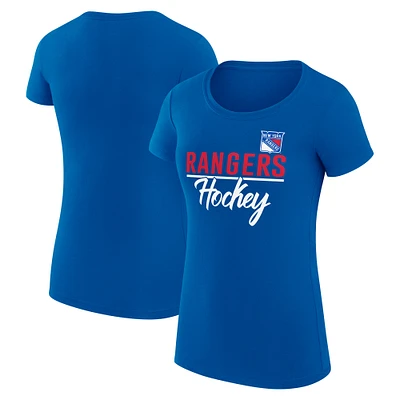 Women's G-III 4Her by Carl Banks Blue New York Rangers Team Sport Fitted T-Shirt