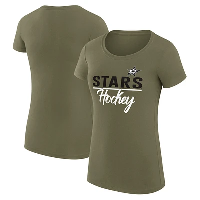 Women's G-III 4Her by Carl Banks Olive Dallas Stars Team Sport Fitted T-Shirt