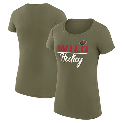 Women's G-III 4Her by Carl Banks Olive Minnesota Wild Team Sport Fitted T-Shirt