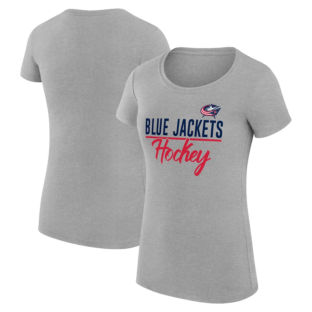 Women's G-III 4Her by Carl Banks Gray Columbus Blue Jackets Team Sport Fitted T-Shirt