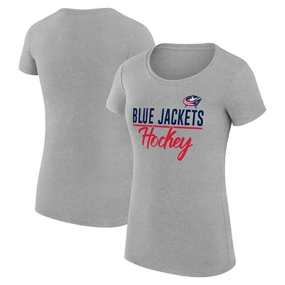 Women's G-III 4Her by Carl Banks Gray Columbus Blue Jackets Team Sport Fitted T-Shirt