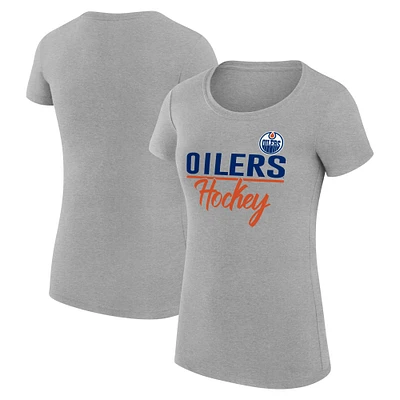 Women's G-III 4Her by Carl Banks Gray Edmonton Oilers Team Sport Fitted T-Shirt
