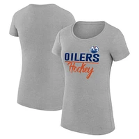 Women's G-III 4Her by Carl Banks Gray Edmonton Oilers Team Sport Fitted T-Shirt
