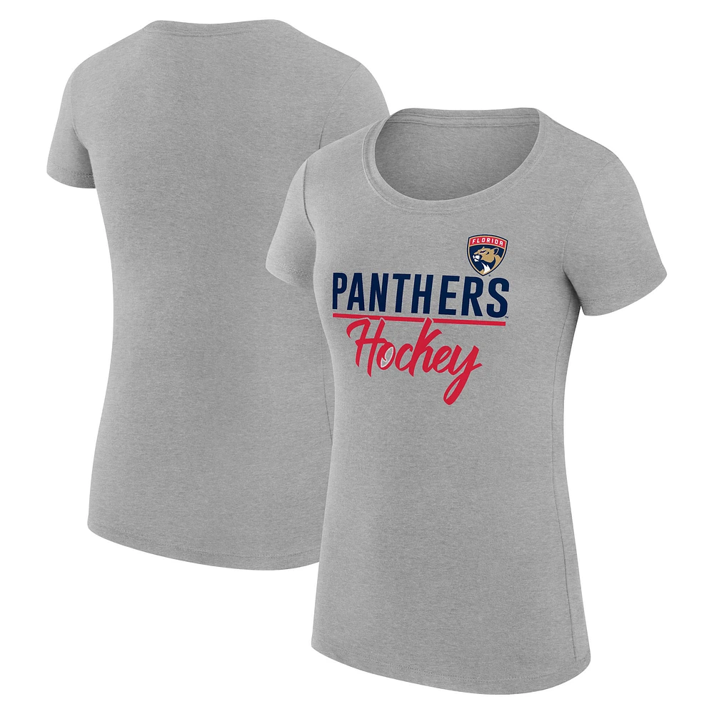 Women's G-III 4Her by Carl Banks Gray Florida Panthers Team Sport Fitted T-Shirt