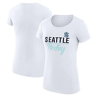 Women's G-III 4Her by Carl Banks White Seattle Kraken Team Sport Fitted T-Shirt