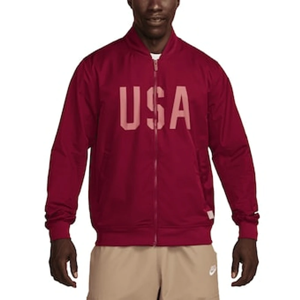 Men's Nike Red USMNT Woven Bomber Full-Zip Jacket