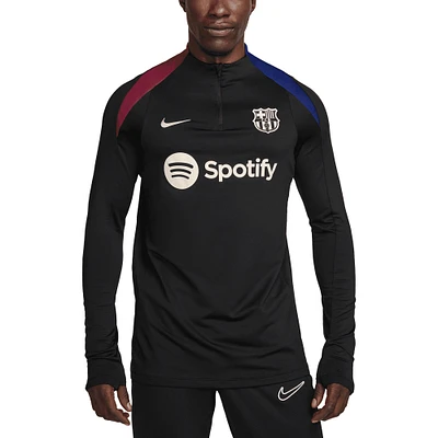 Men's Nike Black Barcelona Strike Drill 2024/25 Performance Quarter-Zip Long Sleeve Top