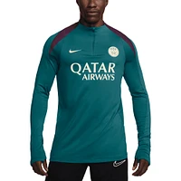 Men's Nike Teal Paris Saint-Germain 2024/25 Strike Drill Performance Quarter-Zip Long Sleeve Top