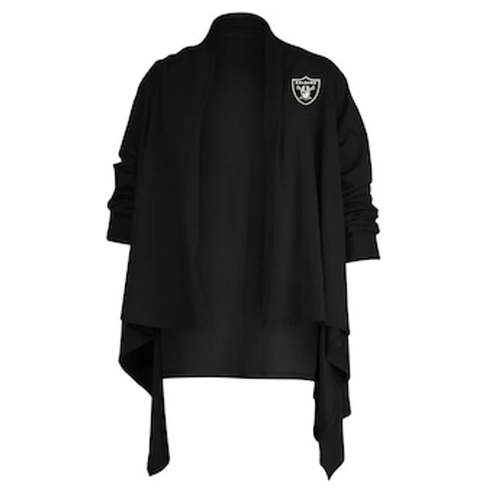 Women's Kiya Tomlin Black Las Vegas Raiders Mini Duster Raglan Cardigan