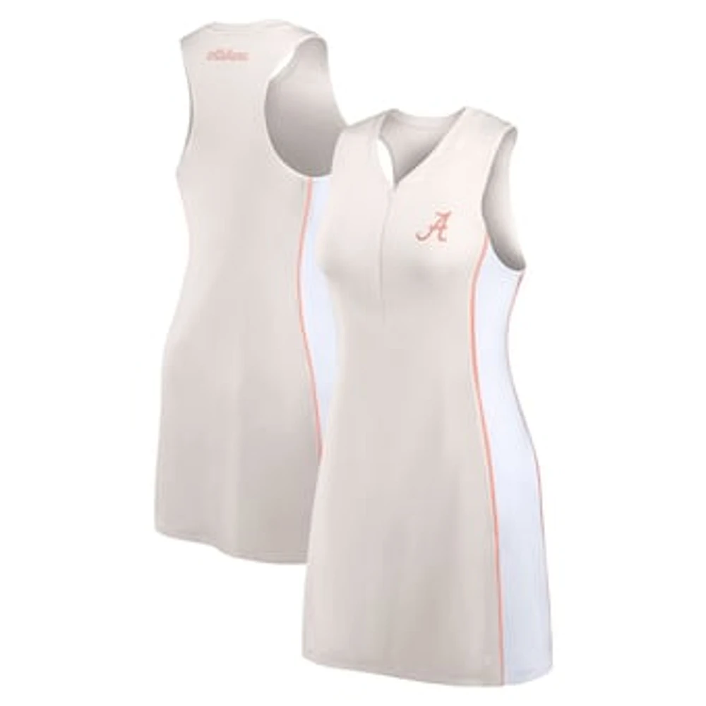 Women's Fanatics White Alabama Crimson Tide Studio Boost Athletic Half-Zip Dress