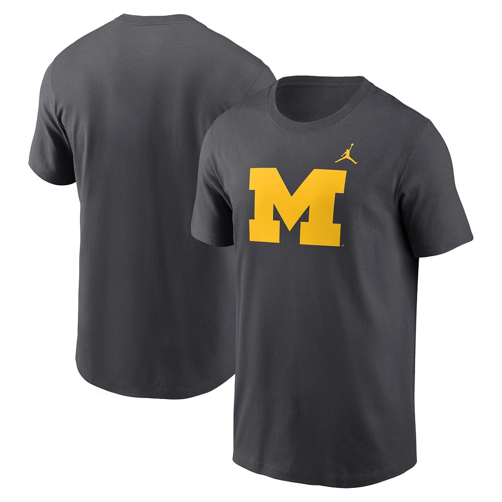 Men's Jordan Brand Anthracite Michigan Wolverines Primetime Evergreen Logo T-Shirt