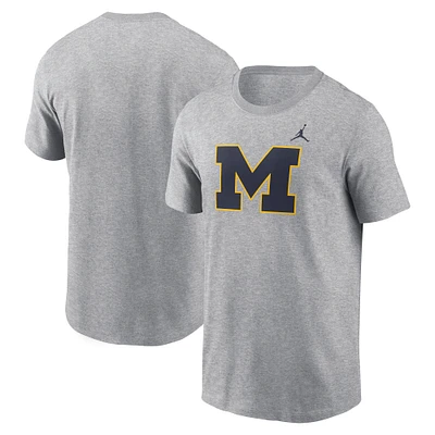 Men's Jordan Brand Heather Gray Michigan Wolverines Primetime Evergreen Logo T-Shirt