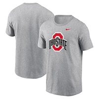 Men's Nike Heather Gray Ohio State Buckeyes Primetime Evergreen Logo T-Shirt