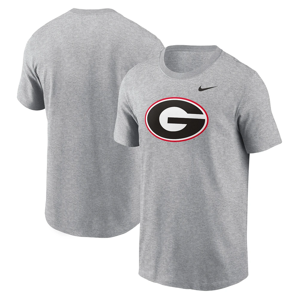 Men's Nike Heather Gray Georgia Bulldogs Primetime Evergreen Logo T-Shirt