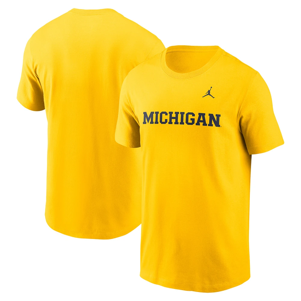 Men's Jordan Brand Maize Michigan Wolverines Primetime Wordmark T-Shirt