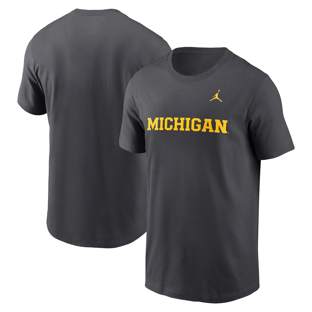 Men's Jordan Brand Anthracite Michigan Wolverines Primetime Wordmark T-Shirt