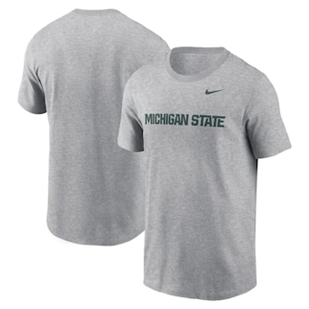 Men's Nike Heather Gray Michigan State Spartans Primetime Wordmark T-Shirt