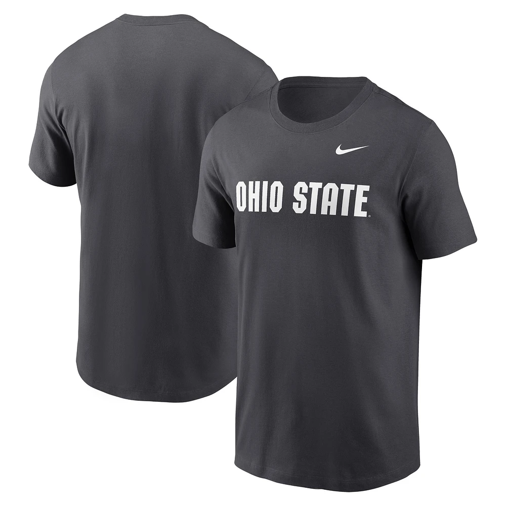 Men's Nike Anthracite Ohio State Buckeyes Primetime Wordmark T-Shirt