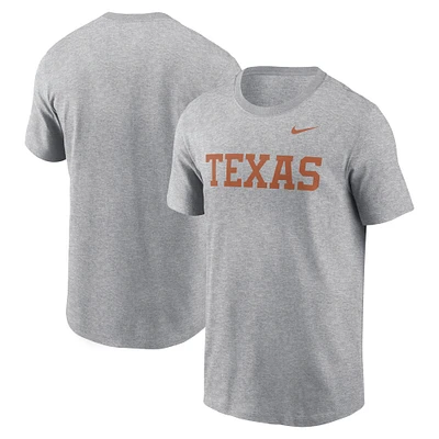 Men's Nike Heather Gray Texas Longhorns Primetime Wordmark T-Shirt