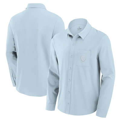 Men's Fanatics Light Blue Milwaukee Brewers Front Office Long Sleeve Button-Up Shirt