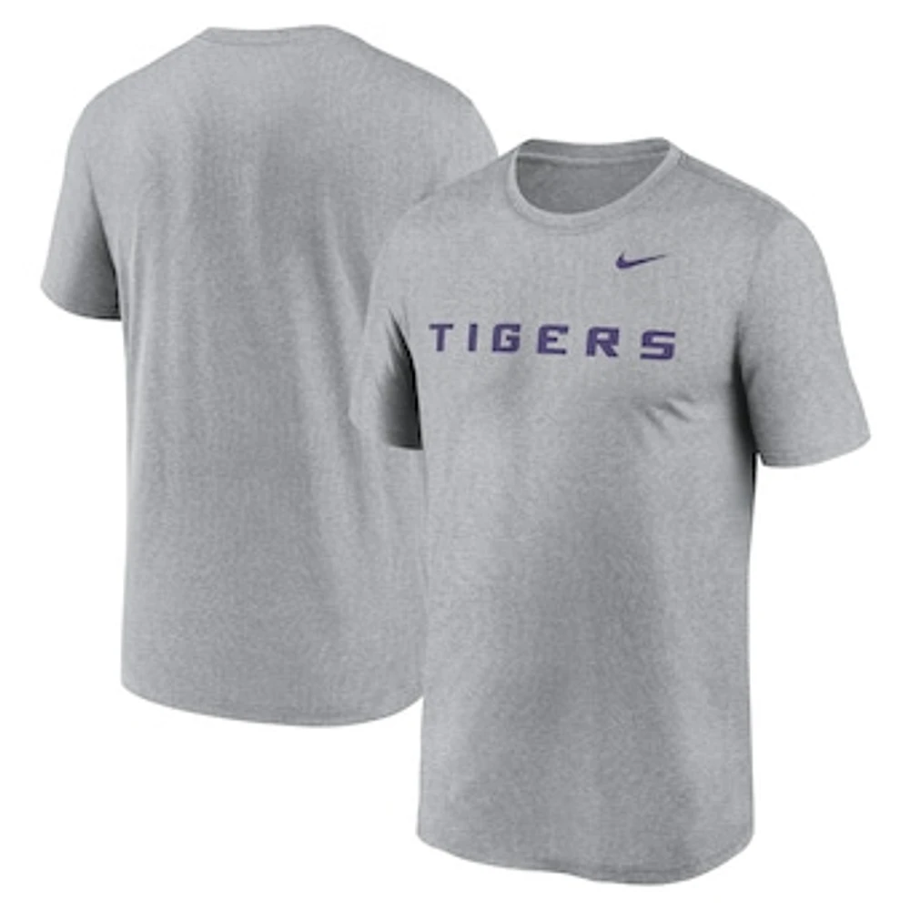 Men's Nike Heather Gray LSU Tigers Primetime Legend Wordmark T-Shirt