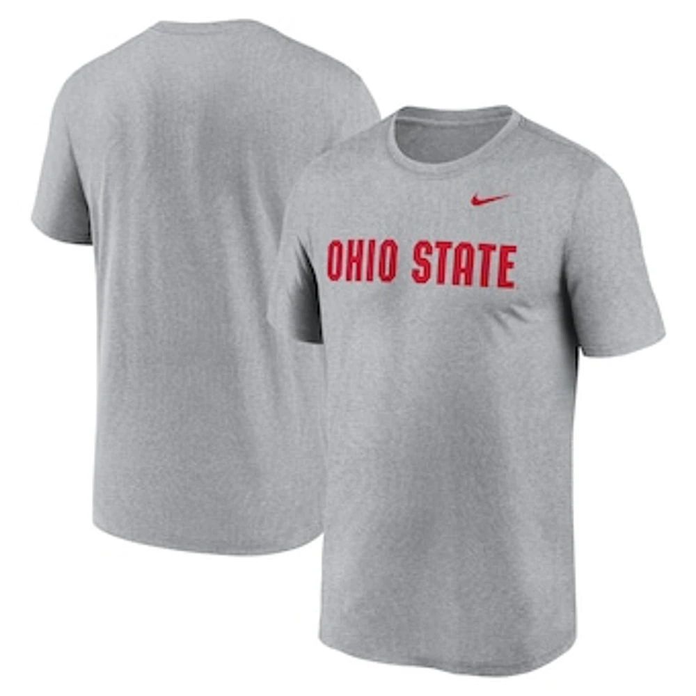 Men's Nike Heather Gray Ohio State Buckeyes Primetime Legend Wordmark T-Shirt