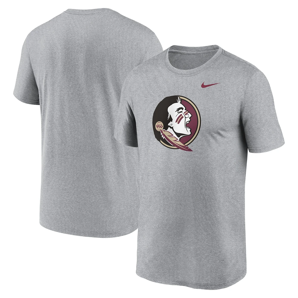 Men's Nike Heather Gray Florida State Seminoles Primetime Legend Logo T-Shirt