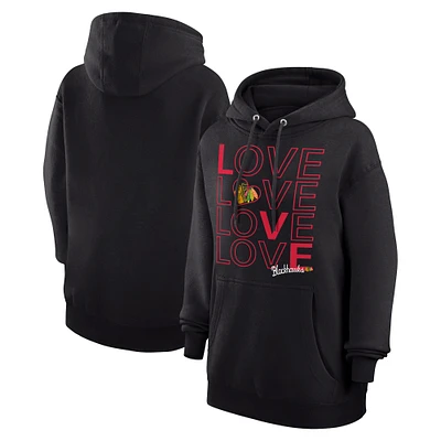 Women's G-III 4Her by Carl Banks  Black Chicago Blackhawks Hockey Love Fleece Pullover Hoodie