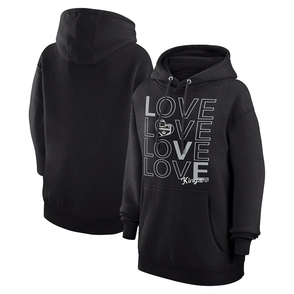 Women's G-III 4Her by Carl Banks Black Los Angeles Kings Hockey Love Fleece Pullover Hoodie
