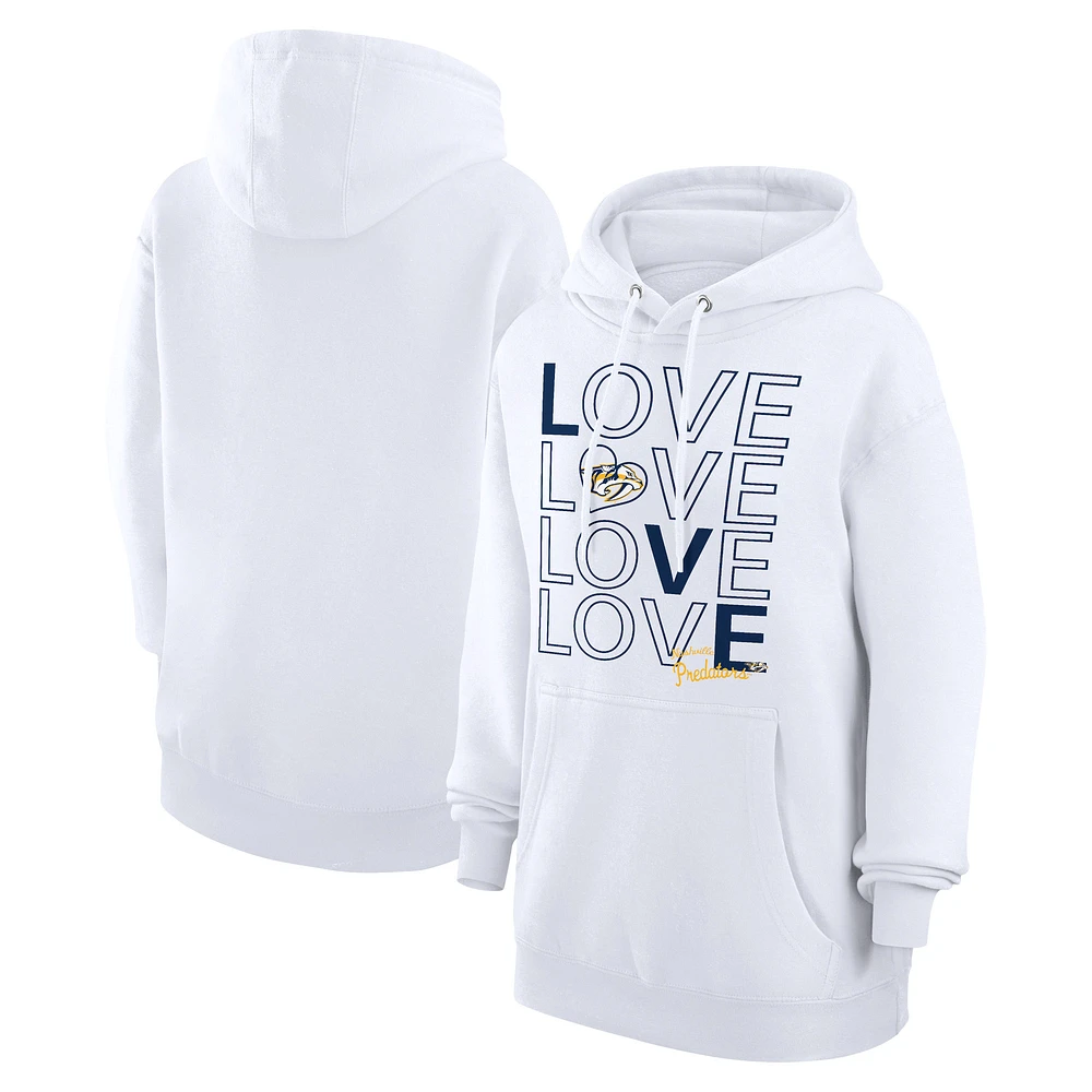 Women's G-III 4Her by Carl Banks White Nashville Predators Hockey Love Fleece Pullover Hoodie