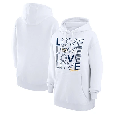Women's G-III 4Her by Carl Banks  White Nashville Predators Hockey Love Fleece Pullover Hoodie