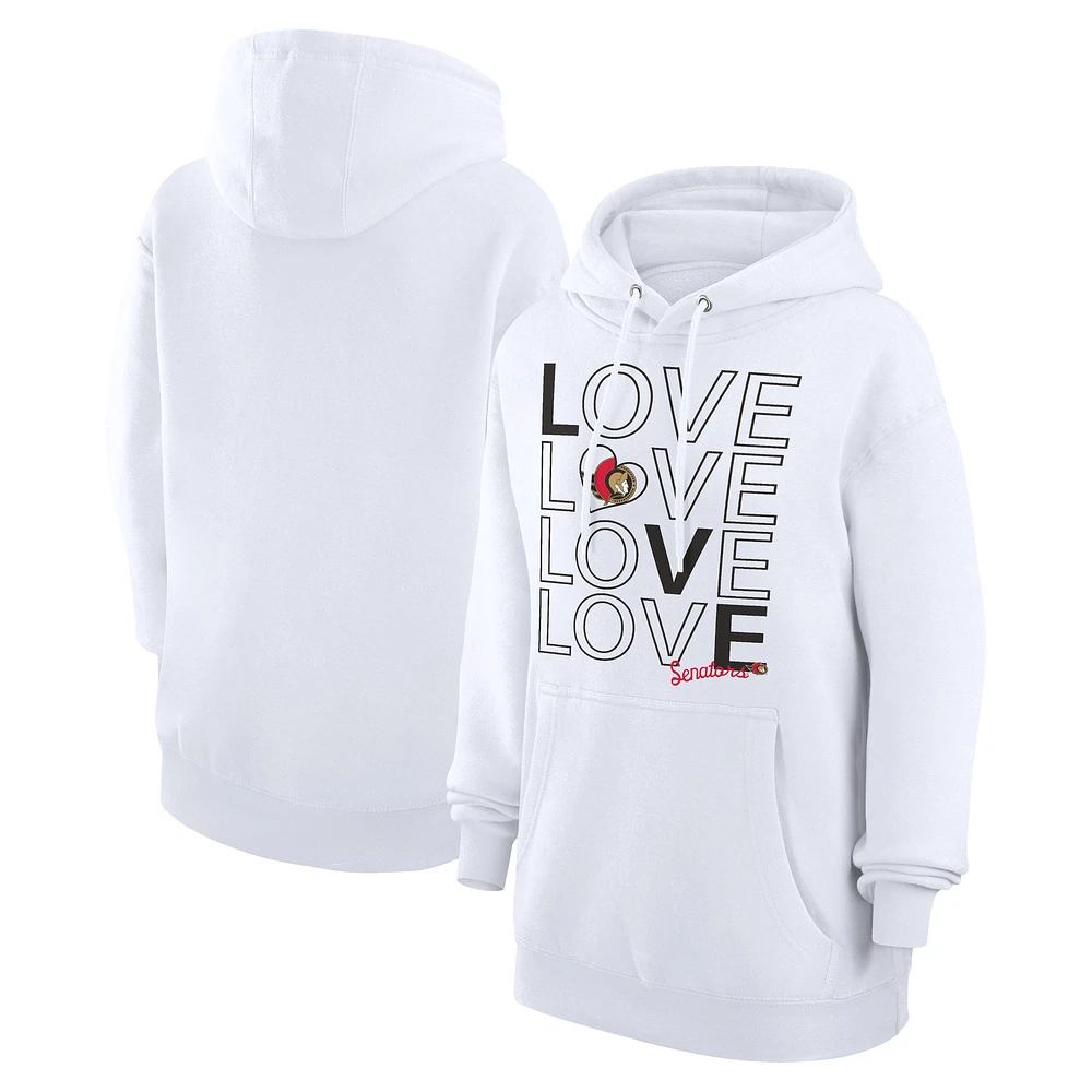 Women's G-III 4Her by Carl Banks White Ottawa Senators Hockey Love Fleece Pullover Hoodie